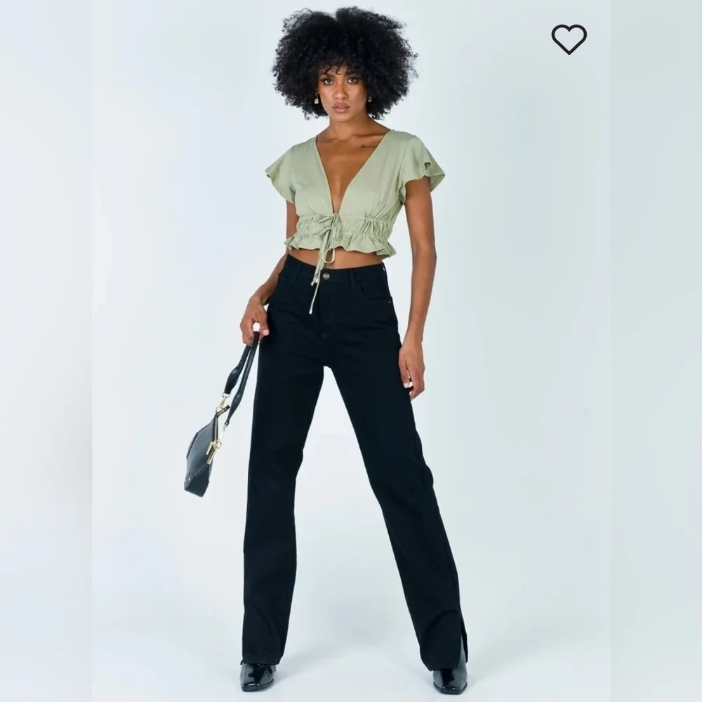 Jamison Reid Crop Top in Khaki Size 0 - Picture 2 of 8